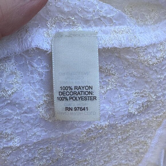 J.Jill Textured Lace Button-Up Blouse Size‎ 2X White Ivory Sheer Ruffled Hem NEW - Picture 10 of 15